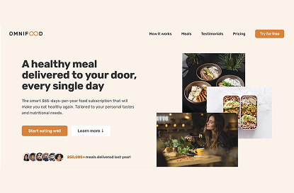 screenshoot image of omnifood project landing page